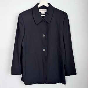 Jones New York Thin 100% Wool Black Blazer Womens Size 14